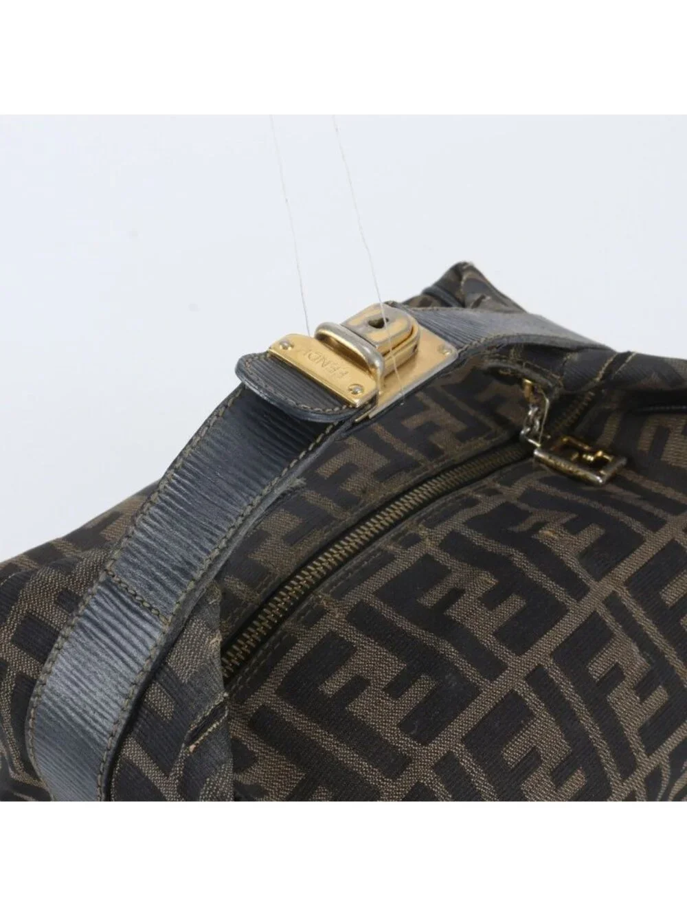 Fendi Zucca Mini Pouch Leather Nylon Handbag